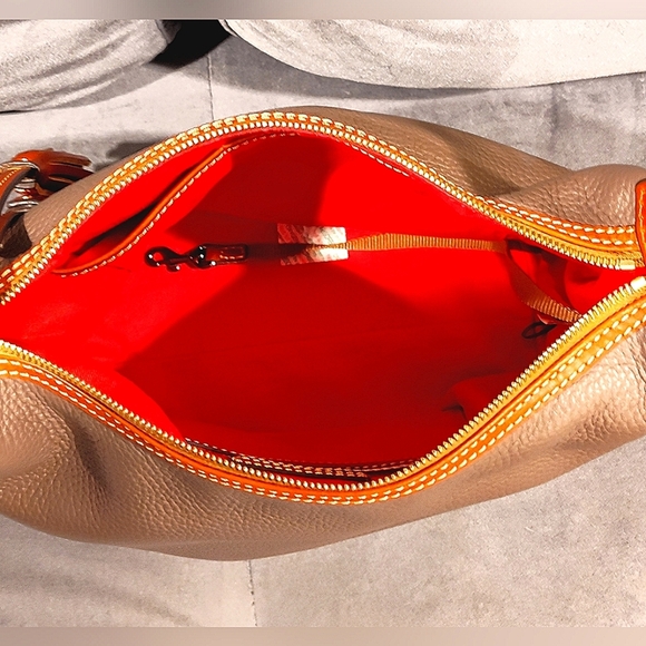 DOONEY & BOURKE PAIGE SAC PEBBLED LEATHER TASSLED HOBO BAG IN ELEPHANT BNWOT - Picture 14 of 17